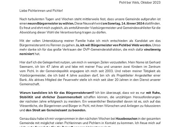 Bürgermeisterwahl Pichl bei Wels